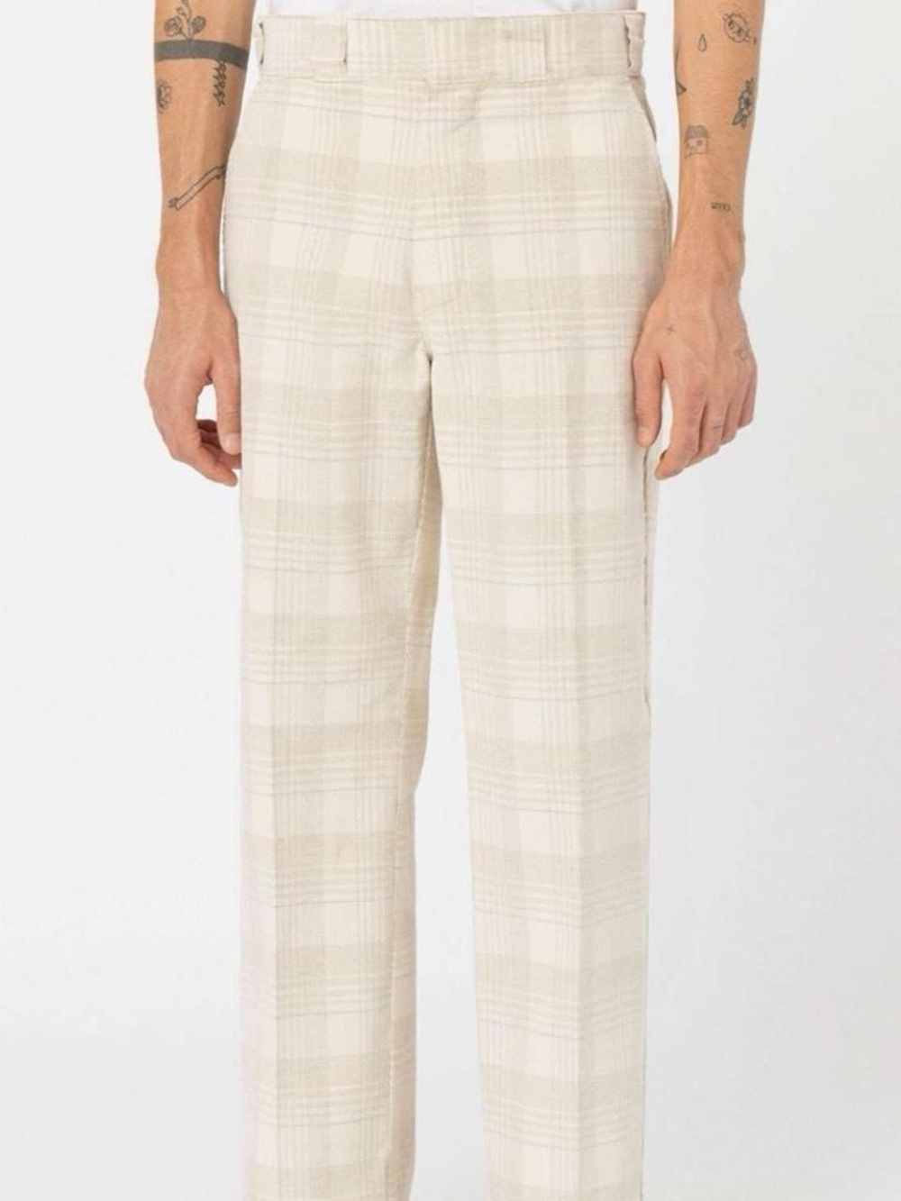 Dickies Men's Plaid Corduroy Pants in Beige